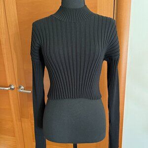 Wolford Mega Rib Wool-Blend Long Sleeve Cropped Sweater NWT, Medium